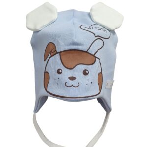 Хлопковая шапочка новорожденному “WOOF” light blue