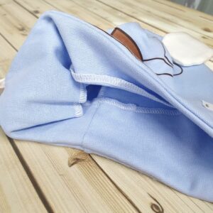 Хлопковая шапочка новорожденному “WOOF” light blue