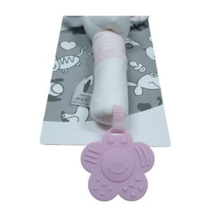 Plīša dog grabulīte/zobu griešanas rotaļlieta pink