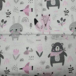 Пелёнка Лесные звери фланелевая pink