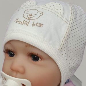 Хлопковая шапочка новорождённому “Bear” ekru