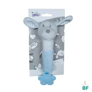 Plīša dog grabulīte/zobu griešanas rotaļlieta blue
