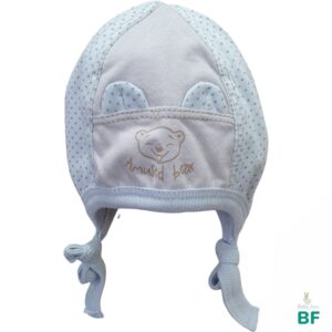 Хлопковая шапочка новорождённому “Bear” blue/grey