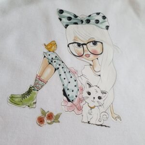 Bērnu t-krekls «Girl and cat»