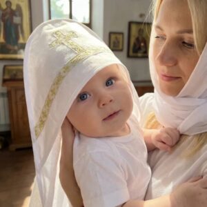 Flaneļa kristību autiņš bērniem ar kapuci