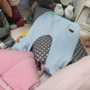 Kokvilnas bikses ar lācīti light blue