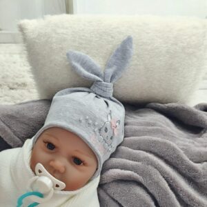 Хлопковая шапочка новорождённой Kitty light Grey